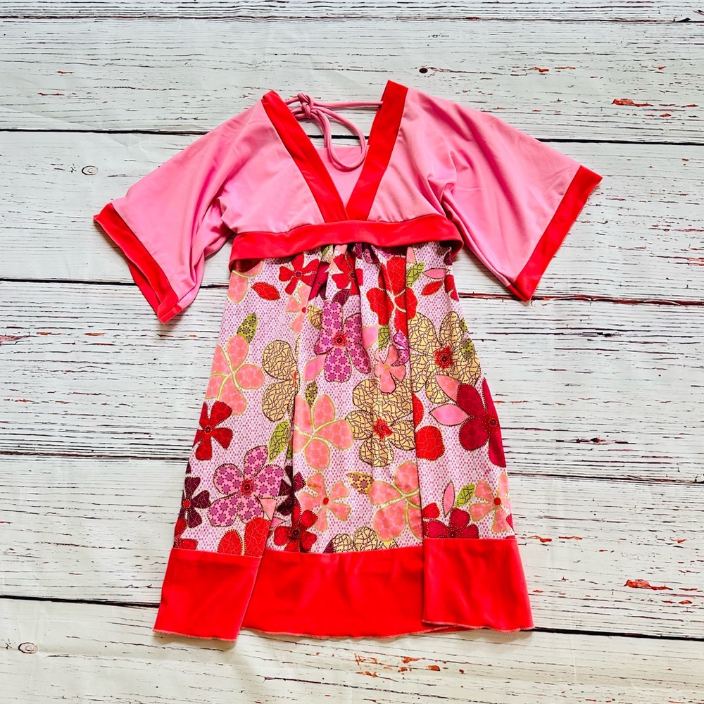 Girls La Belle Pink and Red Floral Dress! Size 7